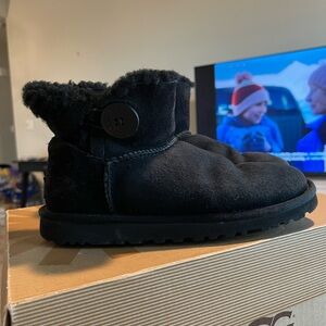 UGG Black Ankle Boots with Button Detail